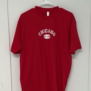 CHICAGO EST 1837 XL MENS/UNISEX GRAPHIC TEE RED BOLD WHITE  LETTERS NWOT
